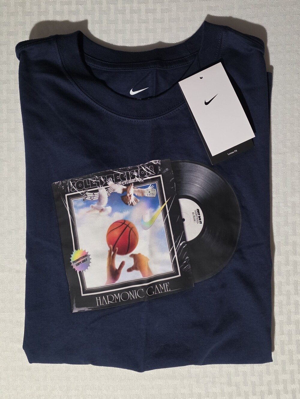 Nike Navy Short-Sleeve Graphic Tee with Vinyl Basketball Print